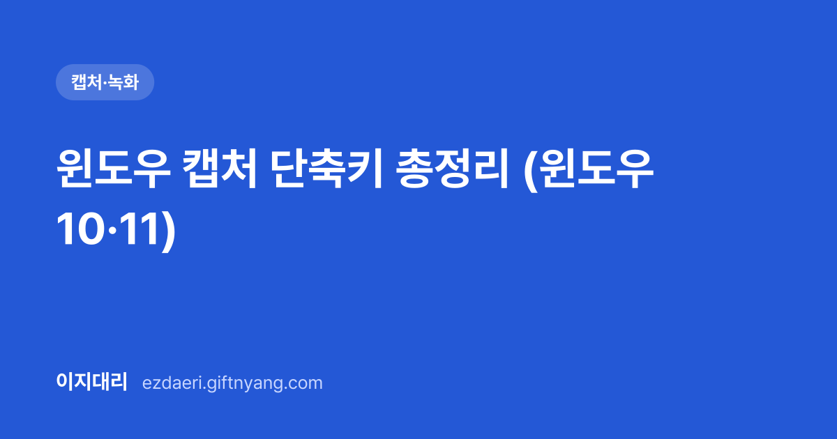 윈도우 캡처 단축키 총정리 (윈도우 10·11) 대표 이미지